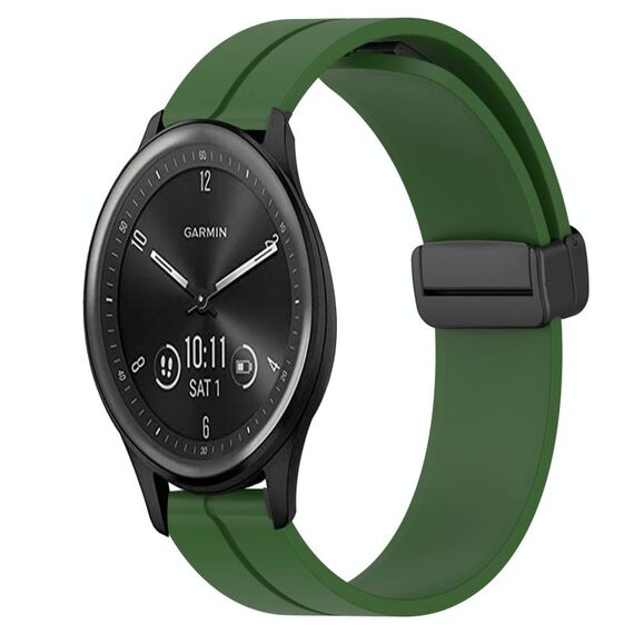 Per Garmin Vivomove Sport 20mm Cinturino in silicone con chiusura magnetica in tinta unita (verde militare)