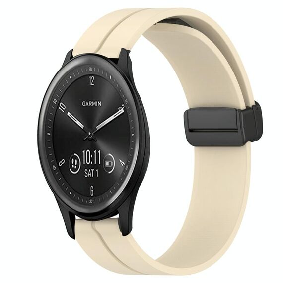 Per Garmin Vivomove Sport 20mm cinturino in silicone con chiusura magnetica in tinta unita (beige)