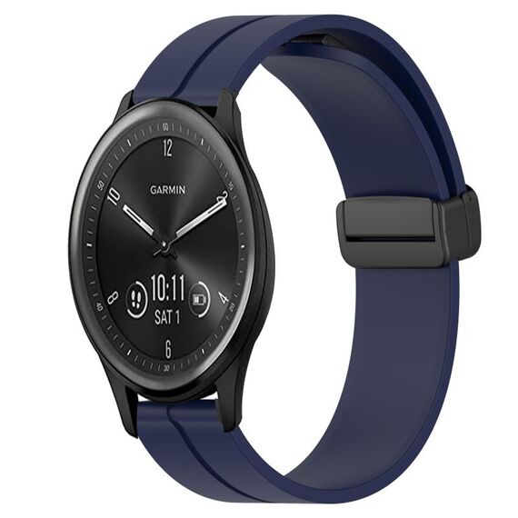 Per Garmin Vivomove Sport 20mm Cinturino in silicone con chiusura magnetica in tinta unita (blu notte)