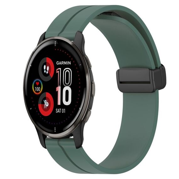 Per Garmin Venu 2 Plus 20mm Cinturino in silicone con chiusura magnetica in tinta unita (verde oliva)