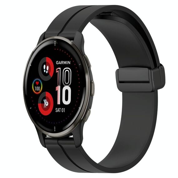 Per Garmin Venu 2 Plus 20mm Cinturino in silicone con chiusura magnetica in tinta unita (nero)