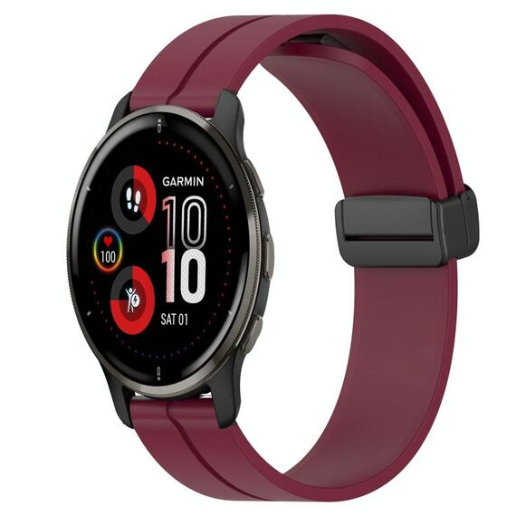Per Garmin Venu 2 Plus 20mm Cinturino in silicone con chiusura magnetica in tinta unita (rosso vino)
