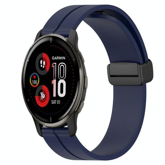 Per Garmin Venu 2 Plus 20mm Cinturino in silicone con chiusura magnetica in tinta unita (blu notte)