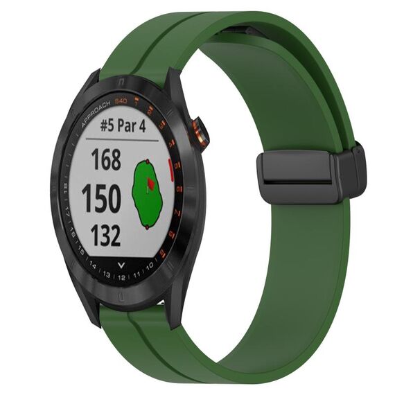Per Garmin Approach S40 Cinturino per orologio in silicone con chiusura magnetica in tinta unita da 20 mm (verde militare)