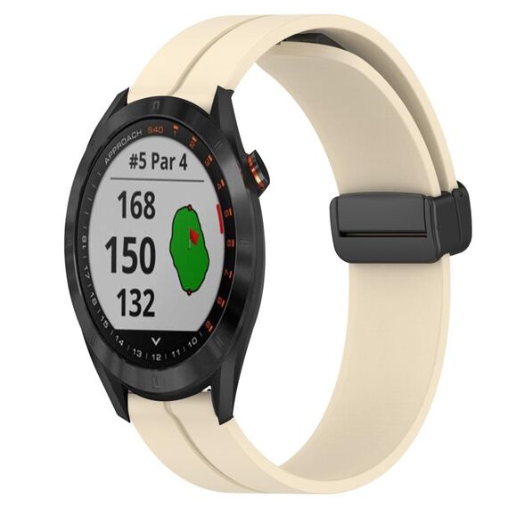 Per Garmin Approach S40 Cinturino per orologio in silicone con chiusura magnetica in tinta unita da 20 mm (beige)