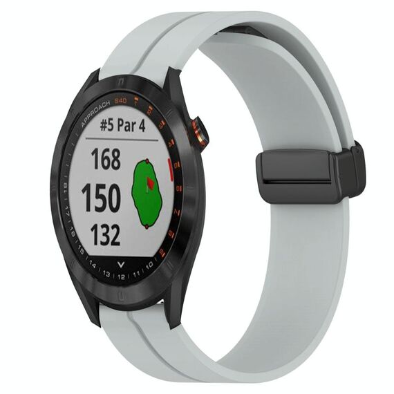 Per Garmin Approach S40 Cinturino per orologio in silicone con chiusura magnetica in tinta unita da 20 mm (grigio)