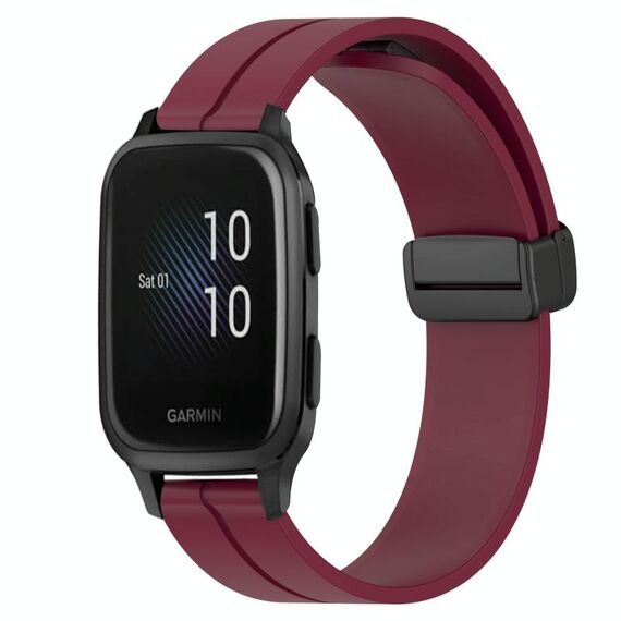 Per Garmin Venu SQ 20mm cinturino in silicone con chiusura magnetica in tinta unita (rosso vino)