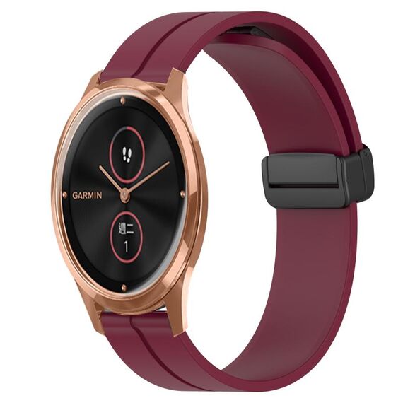 Per Garminmove Luxe 20mm cinturino in silicone con chiusura magnetica in tinta unita (rosso vino)