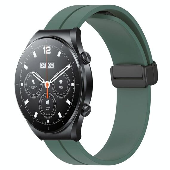 Per Xiaomi MI Watch S1 Cinturino per orologio in silicone con chiusura magnetica in tinta unita da 22 mm (verde oliva)