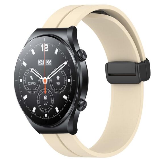 Per Xiaomi MI Watch S1 Cinturino per orologio in silicone con chiusura magnetica in tinta unita da 22 mm (beige)