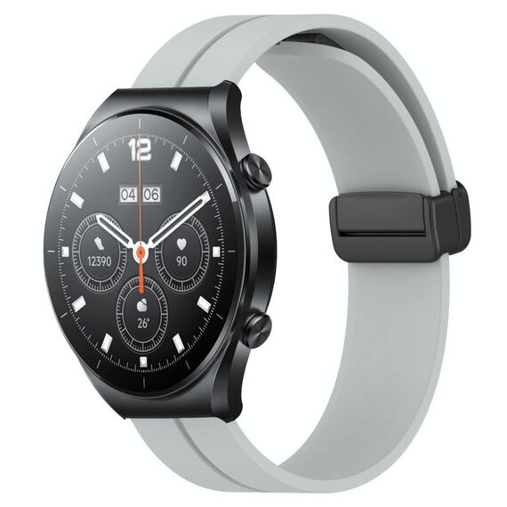 Per Xiaomi MI Watch S1 Cinturino per orologio in silicone con chiusura magnetica in tinta unita da 22 mm (grigio)