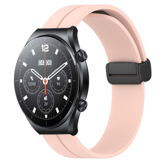 Per Xiaomi MI Watch S1 Pro Cinturino per orologio in silicone con chiusura magnetica in tinta unita da 22 mm (rosa)