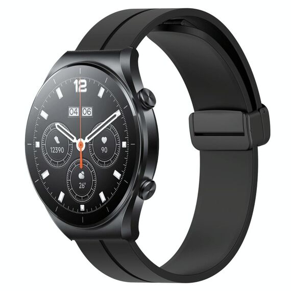 Per Xiaomi MI Watch S1 Pro Cinturino per orologio in silicone con chiusura magnetica in tinta unita da 22 mm (nero)