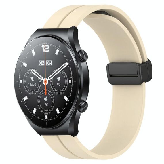 Per Xiaomi MI Watch S1 Pro Cinturino per orologio in silicone con chiusura magnetica in tinta unita da 22 mm (beige)