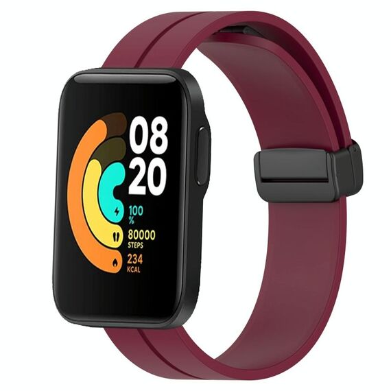 Per Xiaomi MI Watch Sport 22mm Cinturino magnetico in silicone con chiusura magnetica (rosso vino)