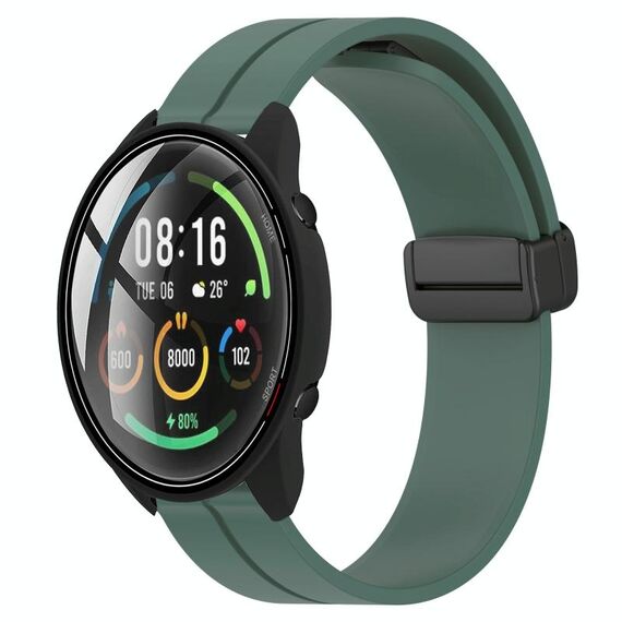 Per Xiaomi MI Watch Color 22mm Cinturino magnetico in silicone con chiusura magnetica (verde oliva)