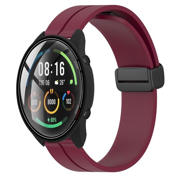 Per Xiaomi MI Watch Colore 22mm Cinturino magnetico in silicone con chiusura magnetica (rosso vino)