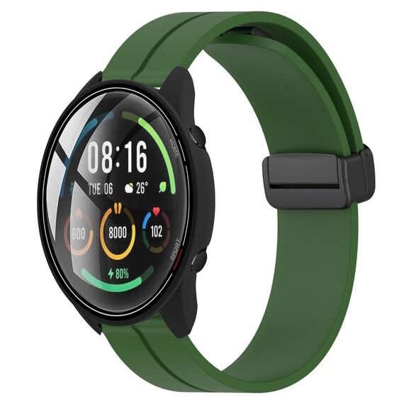 Per Xiaomi MI Watch Color 22mm Cinturino magnetico in silicone con chiusura magnetica (verde militare)