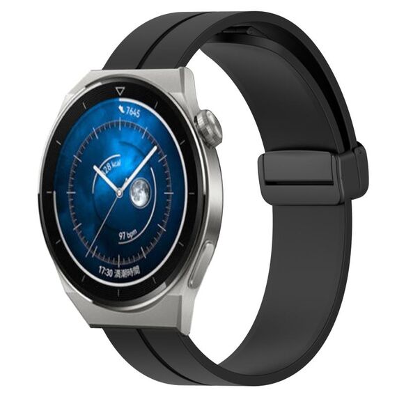 Per Huawei Watch GT3 Pro 46mm 22mm Cinturino in silicone con chiusura magnetica in tinta unita (nero)