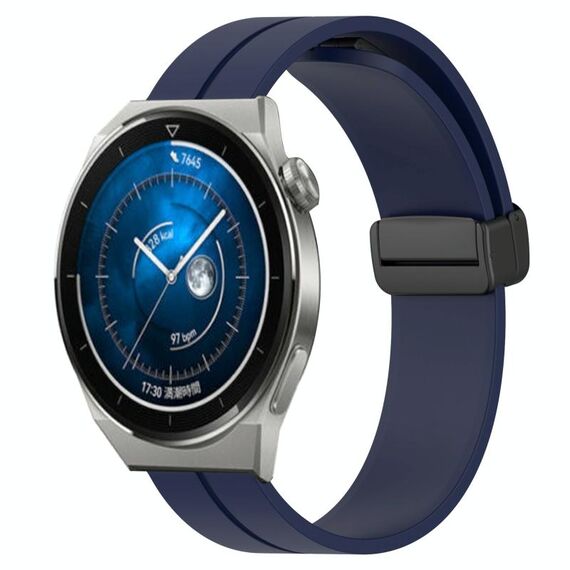 Per Huawei Watch GT3 Pro 46mm 22mm Cinturino in silicone con chiusura magnetica in tinta unita (blu notte)