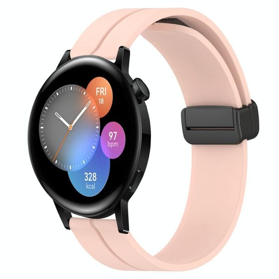 Per Huawei Watch GT3 46mm 22mm Cinturino in silicone con chiusura magnetica in tinta unita (rosa)