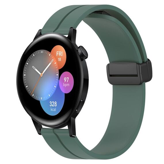 Per Huawei Watch GT3 46mm 22mm Cinturino in silicone con chiusura magnetica in tinta unita (verde oliva)