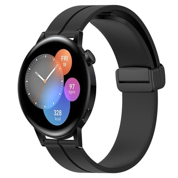 Per Huawei Watch GT3 46mm 22mm Cinturino in silicone con chiusura magnetica in tinta unita (nero)