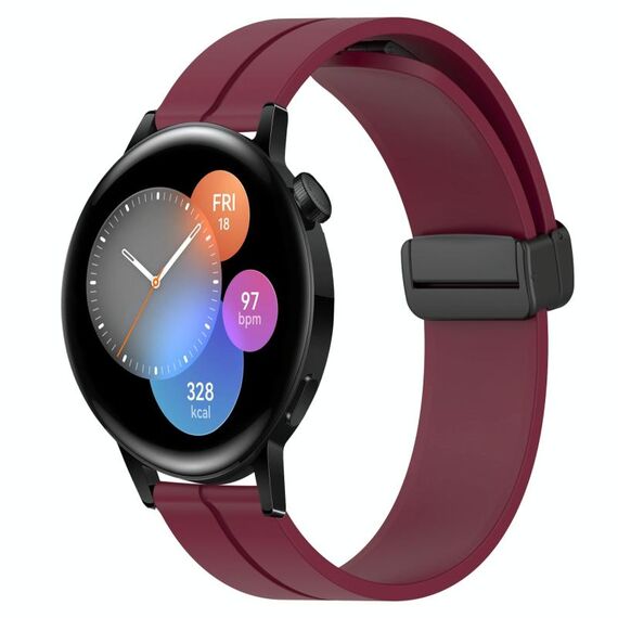 Per Huawei Watch GT3 46mm 22mm Cinturino in silicone con chiusura magnetica in tinta unita (rosso vino)