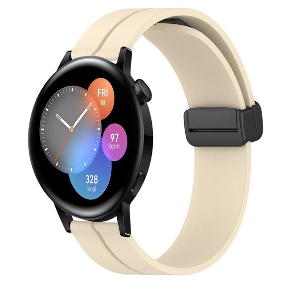 Per Huawei Watch GT3 46mm 22mm Cinturino in silicone con chiusura magnetica in tinta unita (beige)