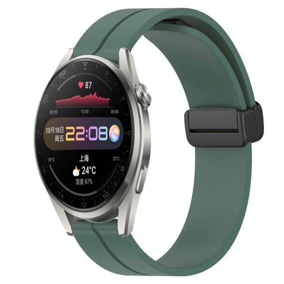 Per Huawei Watch 3 Pro 22mm Cinturino in silicone con chiusura magnetica in tinta unita (verde oliva)