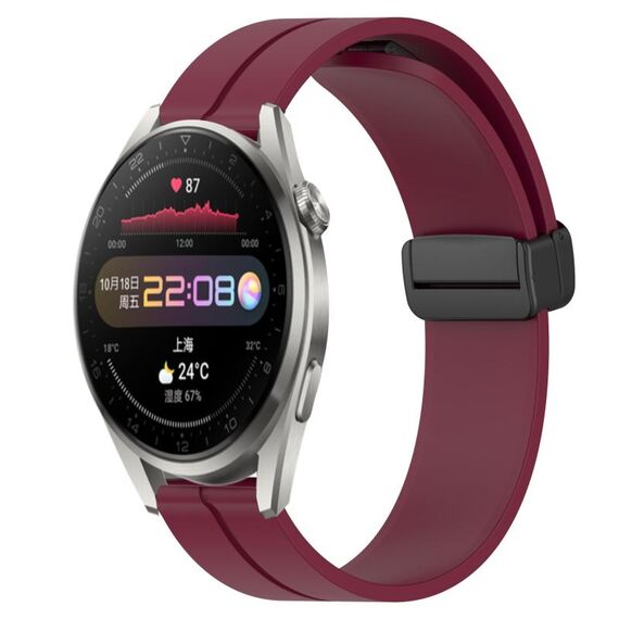 Per Huawei Watch 3 Pro 22mm Cinturino in silicone con chiusura magnetica in tinta unita (rosso vino)