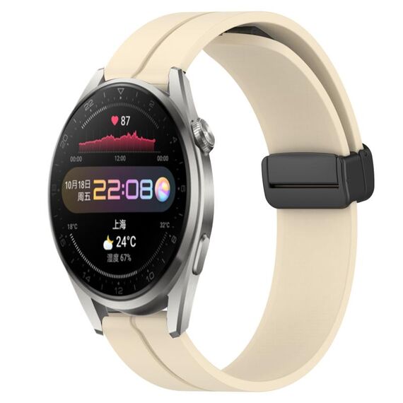 Per Huawei Watch 3 Pro 22mm Cinturino in silicone con chiusura magnetica in tinta unita (beige)