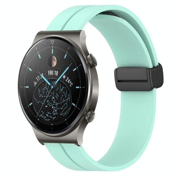 Cinturino per orologio in silicone con chiusura magnetica a tinta unita da 22 mm per Huawei GT2 Pro (verde acqua)