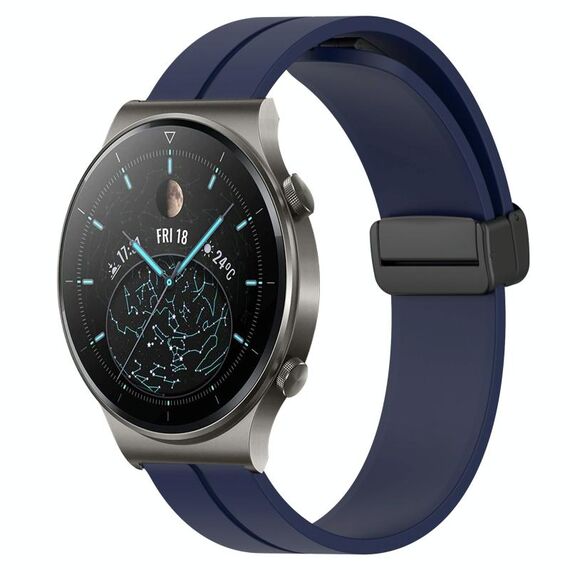 Cinturino per orologio in silicone con chiusura magnetica a tinta unita da 22 mm per Huawei GT2 Pro (blu notte)
