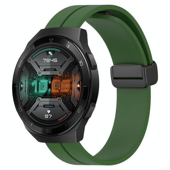 Per Huawei Watch GT 2E 22mm Cinturino in silicone con chiusura magnetica in tinta unita (verde militare)