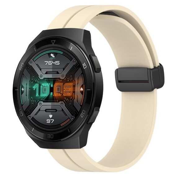 Per Huawei Watch GT 2E 22mm Cinturino in silicone con chiusura magnetica in tinta unita (beige)