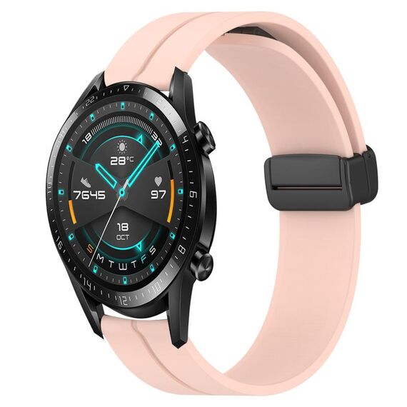 Per Huawei GT2 46mm 22mm Cinturino in silicone con chiusura magnetica in tinta unita (rosa)