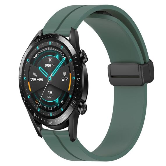 Per Huawei GT2 46mm 22mm Cinturino in silicone con chiusura magnetica in tinta unita (verde oliva)