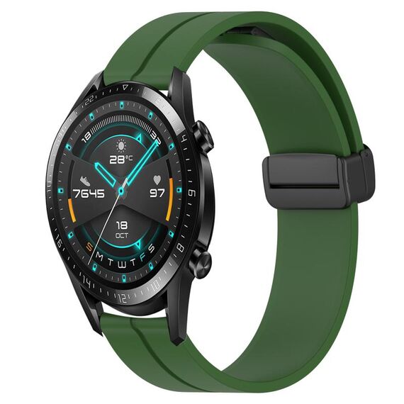 Per Huawei GT2 46mm 22mm Cinturino in silicone con chiusura magnetica in tinta unita (verde militare)