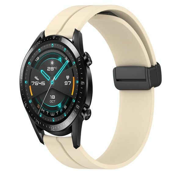 Cinturino in silicone con chiusura magnetica per Huawei GT2 46 mm 22 mm (beige)