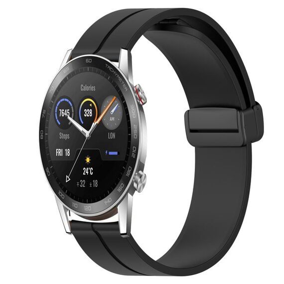 Per Honor Magic Watch 2 46mm 22mm Cinturino in silicone con chiusura magnetica a tinta unita (nero)