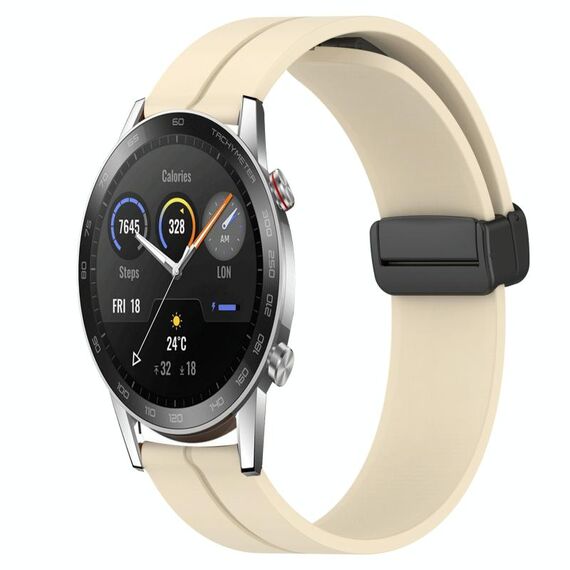 For Honor Magic Watch 2 46mm 22mm Cinturino in silicone con chiusura magnetica in tinta unita (beige)