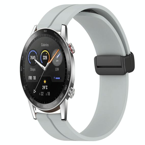 For Honor Magic Watch 2 46mm 22mm Cinturino in silicone con chiusura magnetica a tinta unita (grigio)