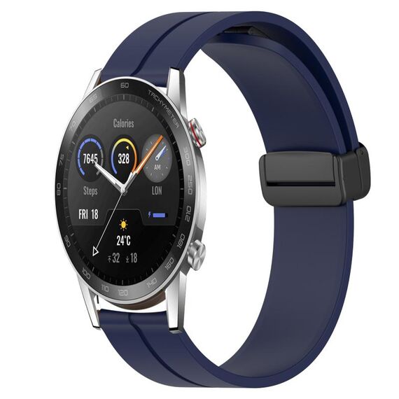 For Honor Magic Watch 2 46mm 22mm Cinturino in silicone con chiusura magnetica a tinta unita (blu notte)