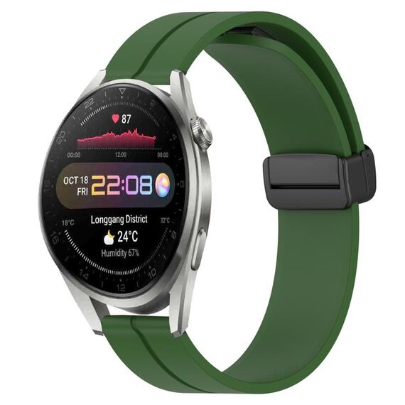 Per Huawei Watch 3 Pro Nuovo cinturino in silicone con chiusura magnetica da 22 mm (verde militare)