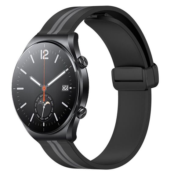 Per Xiaomi MI Watch S1 Cinturino in silicone pieghevole con chiusura magnetica da 22 mm (nero + grigio)
