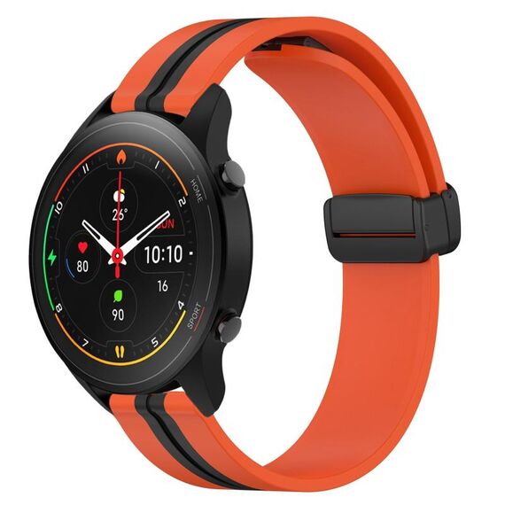 Per Xiaomi MI Watch S1 Pro Cinturino in silicone pieghevole con chiusura magnetica da 22 mm (arancione + nero)