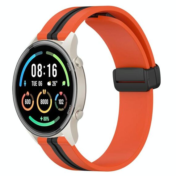 Per Xiaomi MI Watch Sport 22mm Cinturino in silicone pieghevole con chiusura magnetica (arancione + nero)