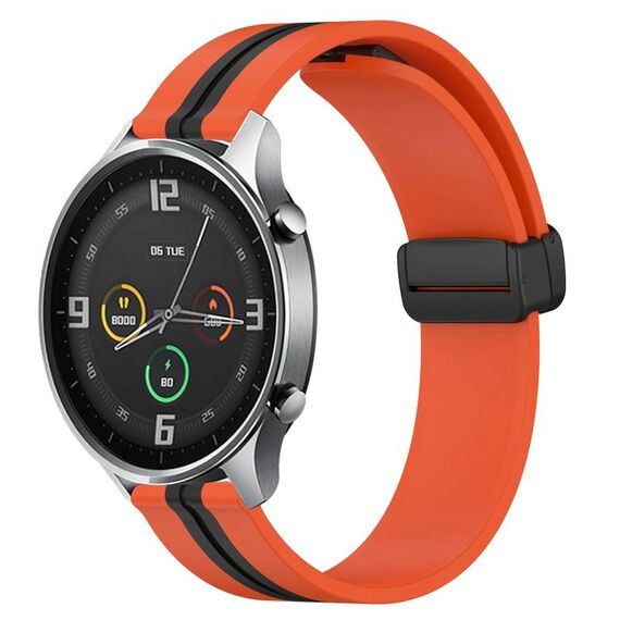 Per Xiaomi MI Watch Color 22mm Cinturino pieghevole in silicone con chiusura magnetica (arancione + nero)