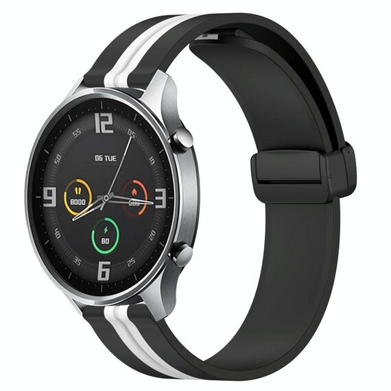 Per Xiaomi MI Watch Color 22mm Cinturino pieghevole in silicone con chiusura magnetica (nero + bianco)